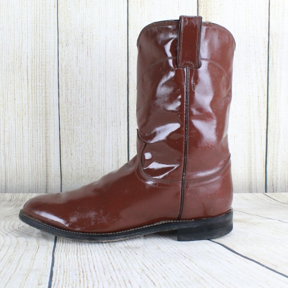 Justin Boots Other - Justin 3404 Brown Leather Pull On Roper Boots 9.5